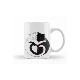 Baskı Dükkanı KB9968 Aşk Kediler Blazing Cat Love Porselen Kupa Bardak