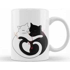 Baskı Dükkanı KB9968 Aşk Kediler Blazing Cat Love Porselen Kupa Bardak