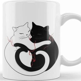 Baskı Dükkanı KB9968 Aşk Kediler Blazing Cat Love Porselen Kupa Bardak