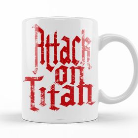 Baskı Dükkanı KB9986 Attack On Titan Font Logo Porselen Kupa Bardak