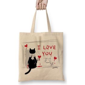 Baskı Dükkanı Kedi Cat Love Bez Çanta