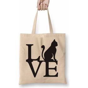Baskı Dükkanı Kedi Cat Love Bez Çanta