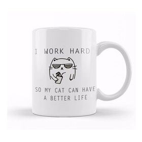 Baskı Dükkanı Kedi I Work Hard Cats Kupa
