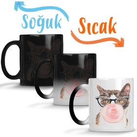 Baskı Dükkanı Kedi Sakız Cats Sihirli Porselen Kupa