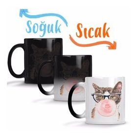 Baskı Dükkanı Kedi Sakız Cats Sihirli Porselen Kupa