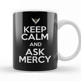 Baskı Dükkanı Keep Calm And Ask Mercy Overwatch Porselen Beyaz Kupa Bardak