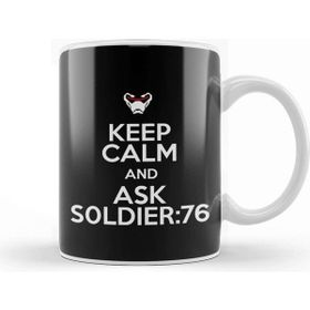Baskı Dükkanı Keep Calm And Ask Soldier 76 Overwatch Porselen Beyaz Kupa Bardak