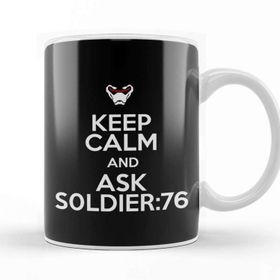 Baskı Dükkanı Keep Calm And Ask Soldier 76 Overwatch Porselen Beyaz Kupa Bardak