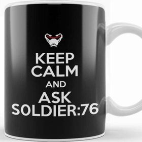 Baskı Dükkanı Keep Calm And Ask Soldier 76 Overwatch Porselen Beyaz Kupa Bardak