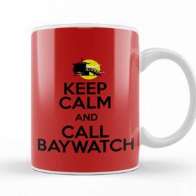 Baskı Dükkanı Keep Calm And Call Baywatch Porselen Beyaz Kupa Bardak