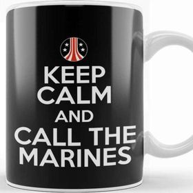 Baskı Dükkanı Keep Calm And Call The Marines Aliens Porselen Beyaz Kupa Bardak