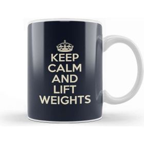 Baskı Dükkanı Keep Calm And Lift Weights Porselen Beyaz Kupa Bardak