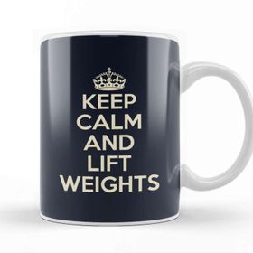 Baskı Dükkanı Keep Calm And Lift Weights Porselen Beyaz Kupa Bardak