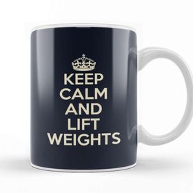 Baskı Dükkanı Keep Calm And Lift Weights Porselen Beyaz Kupa Bardak