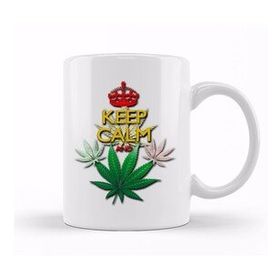 Baskı Dükkanı Keep Calm And Marijuana Leaf 02 Porselen Beyaz Kupa Bardak
