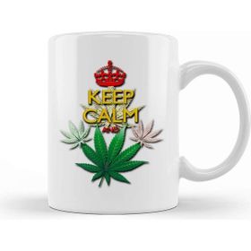 Baskı Dükkanı Keep Calm And Marijuana Leaf 02 Porselen Beyaz Kupa Bardak