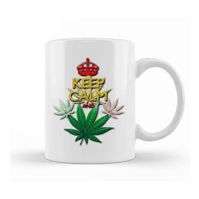 Baskı Dükkanı Keep Calm And Marijuana Leaf 02 Porselen Beyaz Kupa Bardak