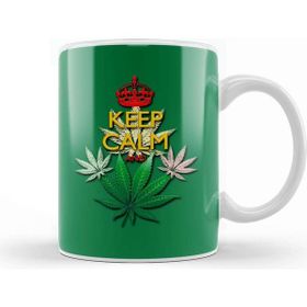 Baskı Dükkanı Keep Calm And Marijuana Leaf Porselen Beyaz Kupa Bardak