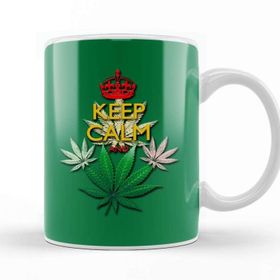 Baskı Dükkanı Keep Calm And Marijuana Leaf Porselen Beyaz Kupa Bardak
