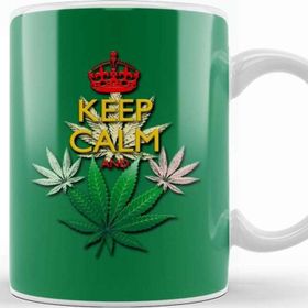 Baskı Dükkanı Keep Calm And Marijuana Leaf Porselen Beyaz Kupa Bardak