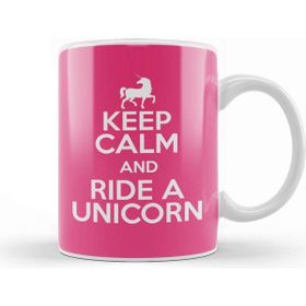 Baskı Dükkanı Keep Calm And Ride A Unicorn Porselen Beyaz Kupa Bardak