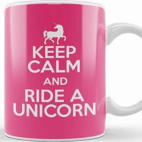 Baskı Dükkanı Keep Calm And Ride A Unicorn Porselen Beyaz Kupa Bardak