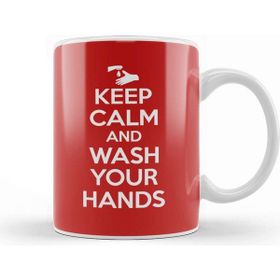 Baskı Dükkanı Keep Calm And Wash Your Hands Porselen Beyaz Kupa Bardak