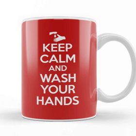 Baskı Dükkanı Keep Calm And Wash Your Hands Porselen Beyaz Kupa Bardak