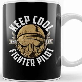 Baskı Dükkanı Keep Cool And Be A Fighter Pilot Porselen Beyaz Kupa Bardak
