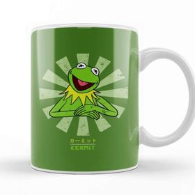 Baskı Dükkanı Kermit The Frog Retro Japanese 01 Porselen Beyaz Kupa Bardak