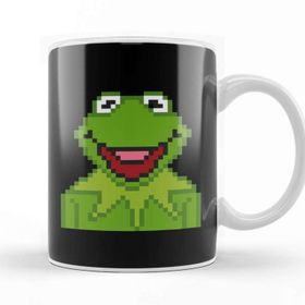 Baskı Dükkanı Kermit The Muppets Pixel Character Porselen Beyaz Kupa Bardak