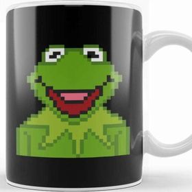 Baskı Dükkanı Kermit The Muppets Pixel Character Porselen Beyaz Kupa Bardak