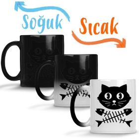 Baskı Dükkanı Kill All Men Kedi Cats Sihirli Porselen Kupa