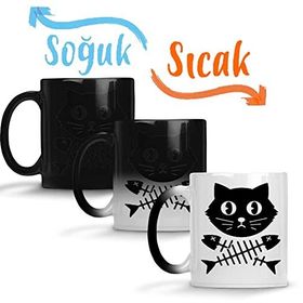 Baskı Dükkanı Kill All Men Kedi Cats Sihirli Porselen Kupa