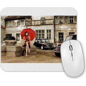 Baskı Dükkanı Kırmızı Şemsiyeli Kadın Mouse Pad