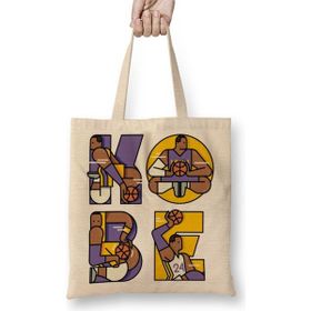 Baskı Dükkanı Kobe Bryant Tribute Typography 01 Bez Çanta