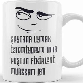 Baskı Dükkanı Komik Söz Şeytana Uymak Istemiyorum Kupa