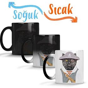 Baskı Dükkanı Korsan Kedi Cats Sihirli Porselen Kupa