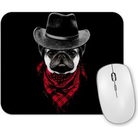 Baskı Dükkanı Kovboy Pug Köpek Mouse Pad