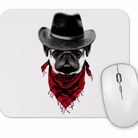 Baskı Dükkanı Kovboy Pug Köpek Mouse Pad