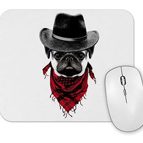 Baskı Dükkanı Kovboy Pug Köpek Mouse Pad