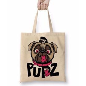 Baskı Dükkanı Kukla Köpek Pug Bez Çanta