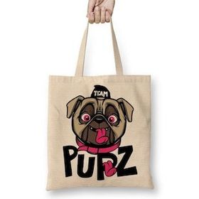 Baskı Dükkanı Kukla Köpek Pug Bez Çanta