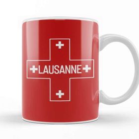 Baskı Dükkanı Lausanne With Switzerland Flag Kupa
