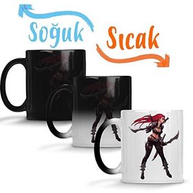 Baskı Dükkanı League of Legends Caitlyn Sihirli Porselen Kupa