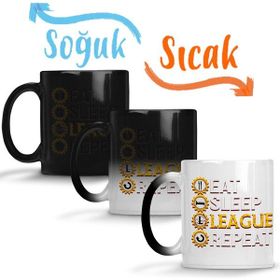 Baskı Dükkanı League of Legends Eat Sleep League Repeat Funny Gifts Sihirli Porselen Kupa