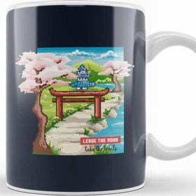 Baskı Dükkanı Leave The Road Take The Trails Japanese Garden Pixel Art Kupa