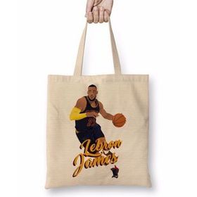 Baskı Dükkanı Lebron James 23 Bez Uzun Saplı Krem Rengi Çanta