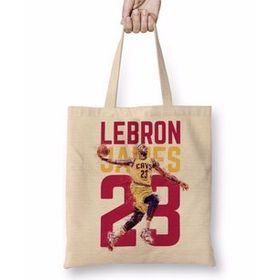 Baskı Dükkanı Lebron James 23 Bez Uzun Saplı Krem Rengi Çanta