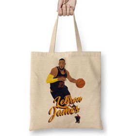 Baskı Dükkanı Lebron James 23 Bez Uzun Saplı Krem Rengi Çanta